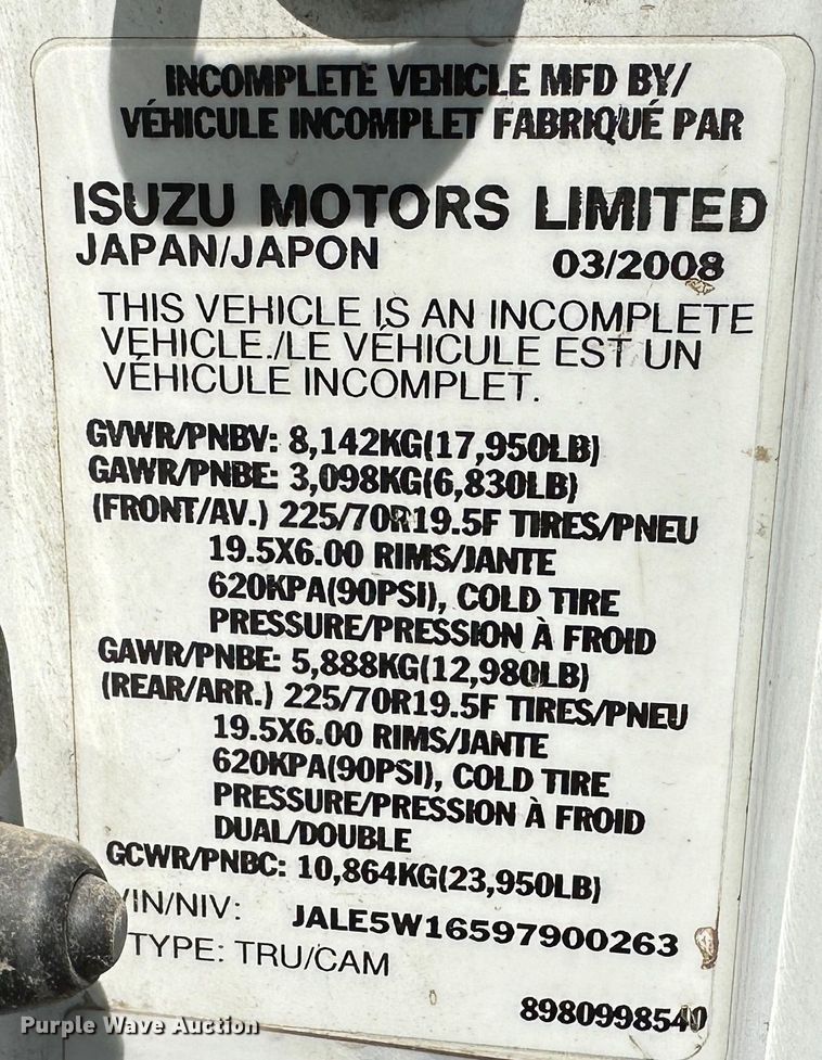 image for item DR5090 2009 Isuzu NQR  dump truck