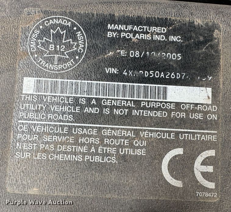 image for item DR5093 2006 Polaris Ranger  utility vehicle