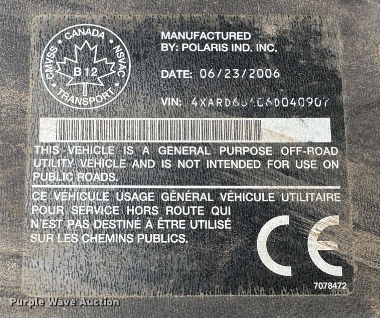 image for item DR5093 2006 Polaris Ranger  utility vehicle