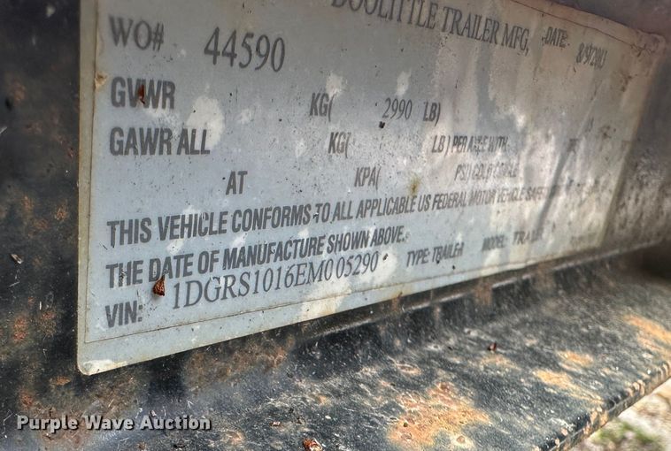 image for item DR5103 2014 Doolittle  utility trailer