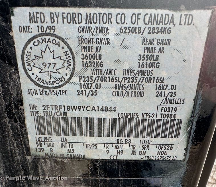 image for item DR5104 2000 Ford F150  pickup truck