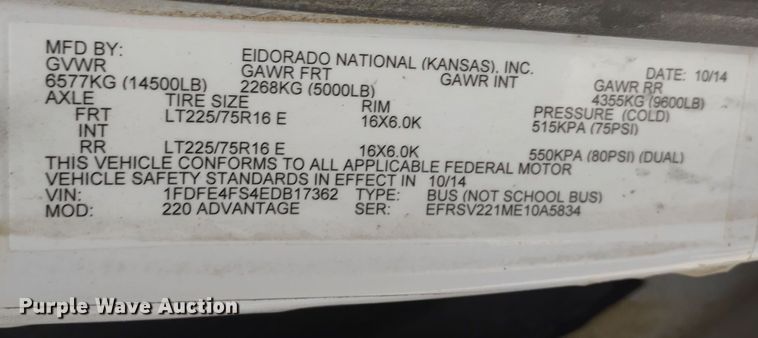 image for item DR8282 2015 Ford E450 Super Duty El Dorado  shuttle bus