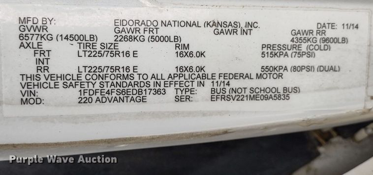 image for item DR8284 2015 Ford E450 Super Duty El Dorado  shuttle bus