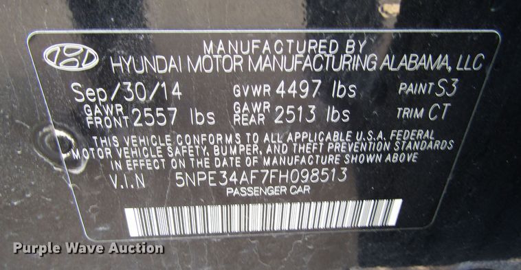 image for item EV9386 2015 Hyundai Sonata Sport