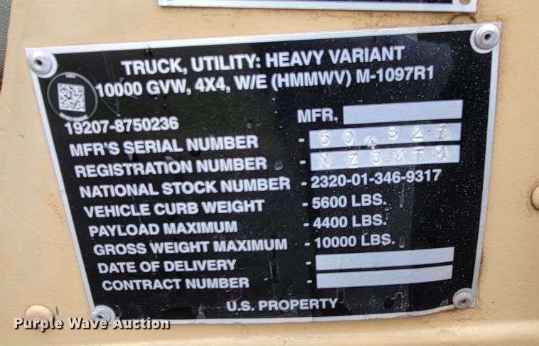 image for item HG9439 2006 Am General M1097R1  HMMWV SUV