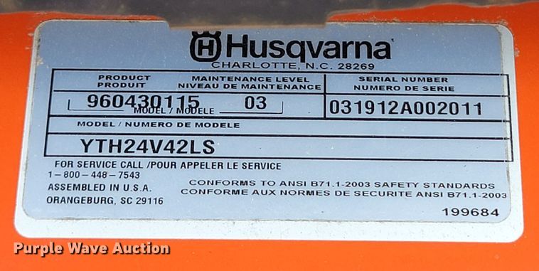 image for item HG9452 Husqvarna YTH24V42LS  lawn mower