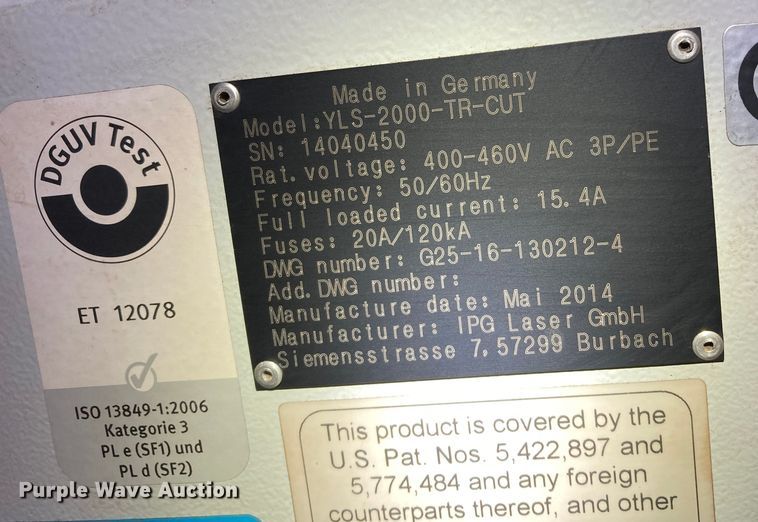 image for item HN9834 2016 RMT Kyson 510-2  fiber laser cutting system