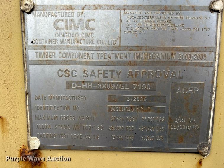 image for item KR9416 CIMC  shipping container