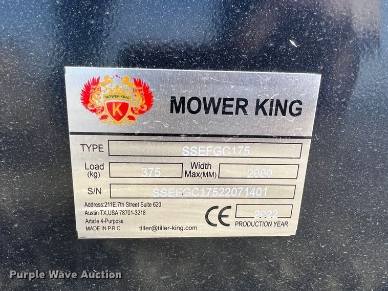 image for item KR9425 2022 Mower King SSEFGC175  skid steer flail mower