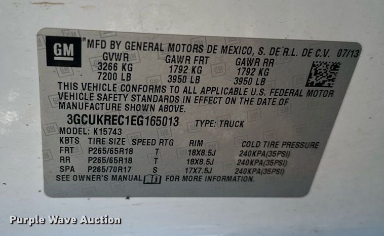 image for item KU9862 2014 Chevrolet Silverado 1500  Crew Cab pickup truck