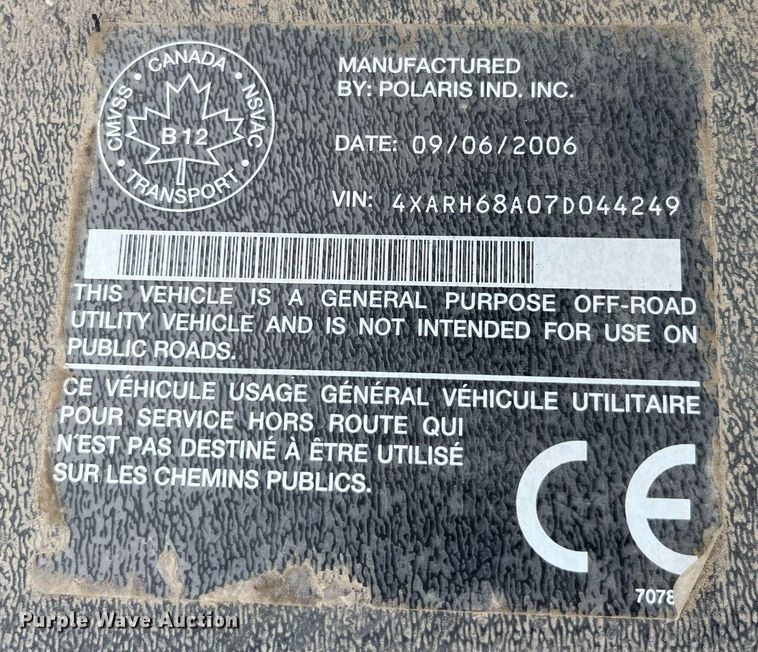 image for item LA9863 2007 Polaris Ranger 700  utility vehicle