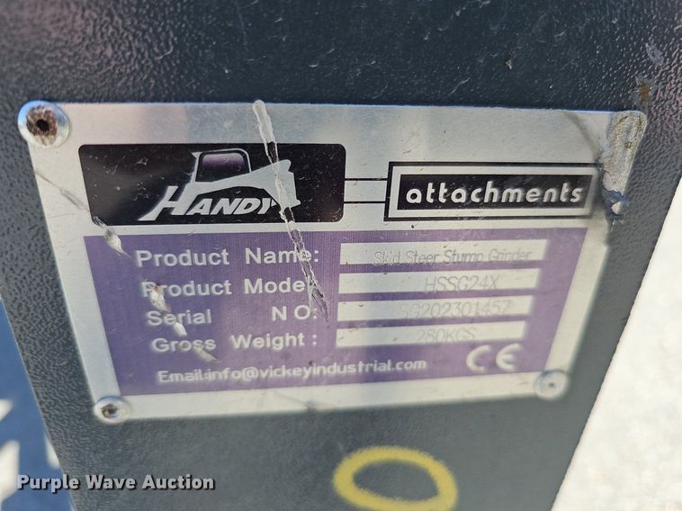 image for item LE9293 2023 Handy Attachments HSSG24X  skid steer stump grinder