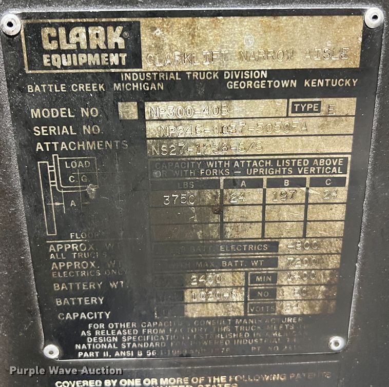 image for item LI9550 Clark NP300 40B  forklift