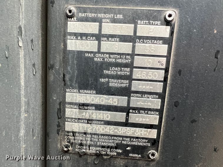 image for item LI9552 Crown RR3040-45  forklift