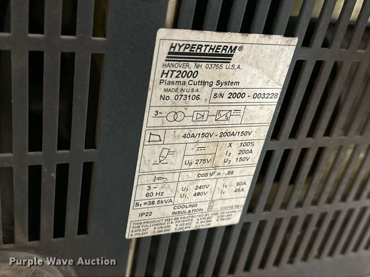 image for item LN9363 Hypertherm HT2000  plasma cutting system