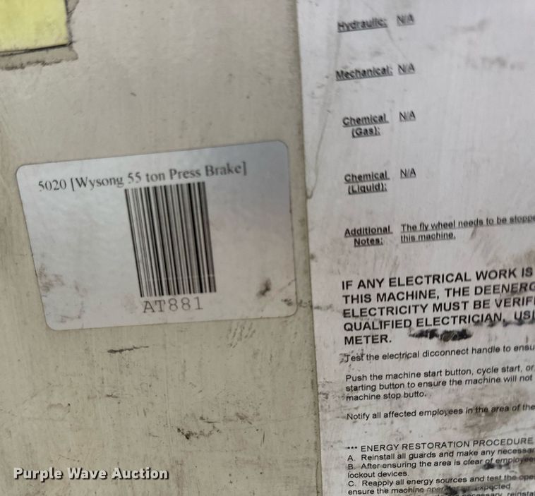 image for item LN9365 Wysong 55-6  press brake