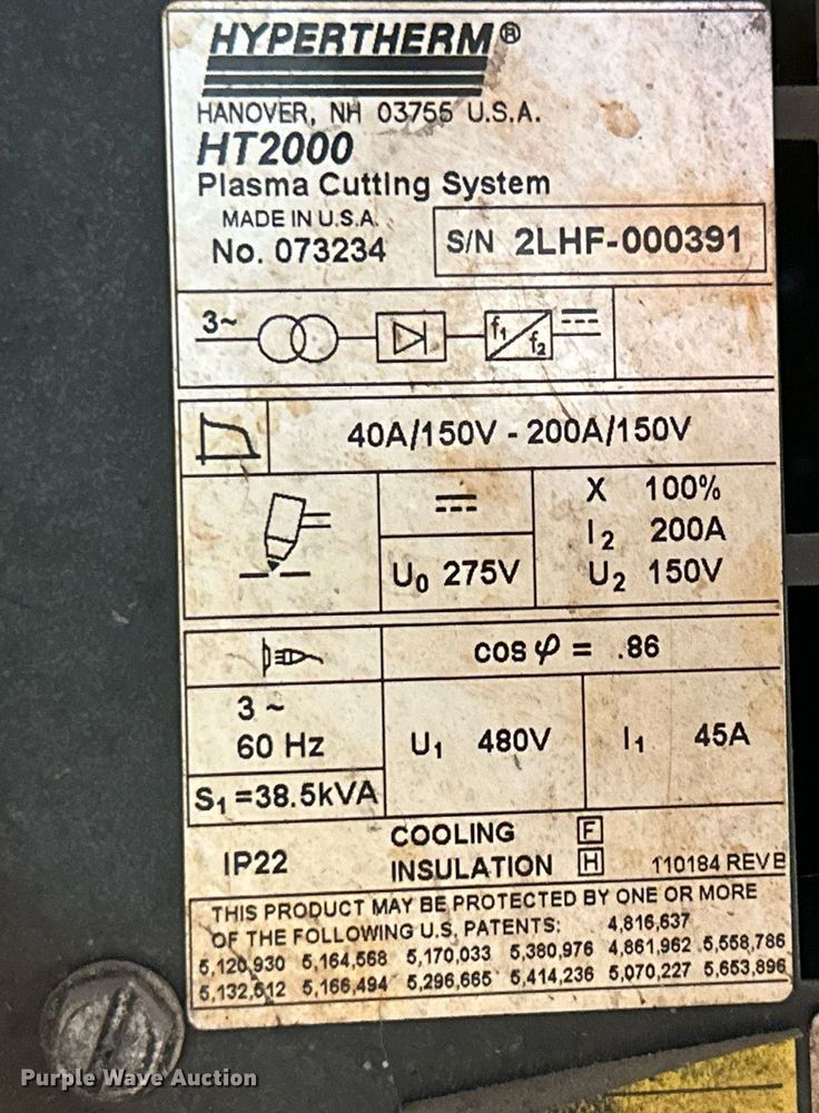 image for item LN9368 Hypertherm HT2000LHF  plasma cutter