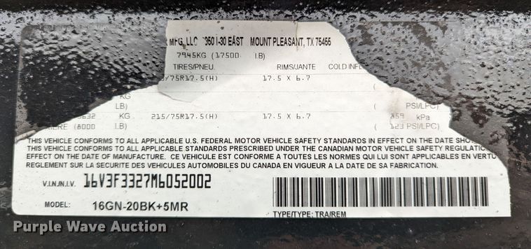 image for item LP9265 2021 Big Tex  equipment trailer