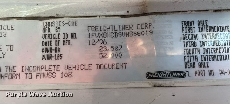 image for item MB9030 1997 Freightliner FL106  box truck