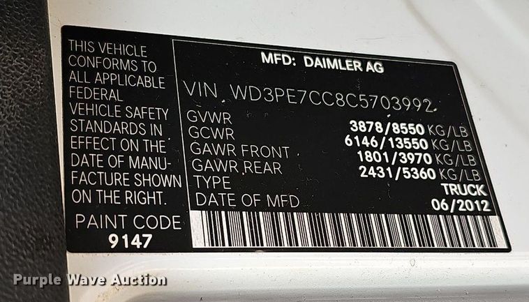 image for item MC9713 2012 Mercedes Benz Sprinter 2500  van