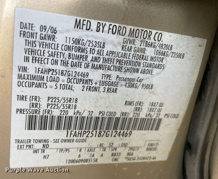 image for item MM9435 2007 Ford Five Hundred Limited