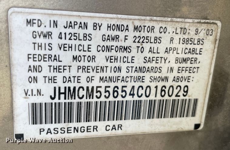 image for item MM9441 2004 Honda Accord