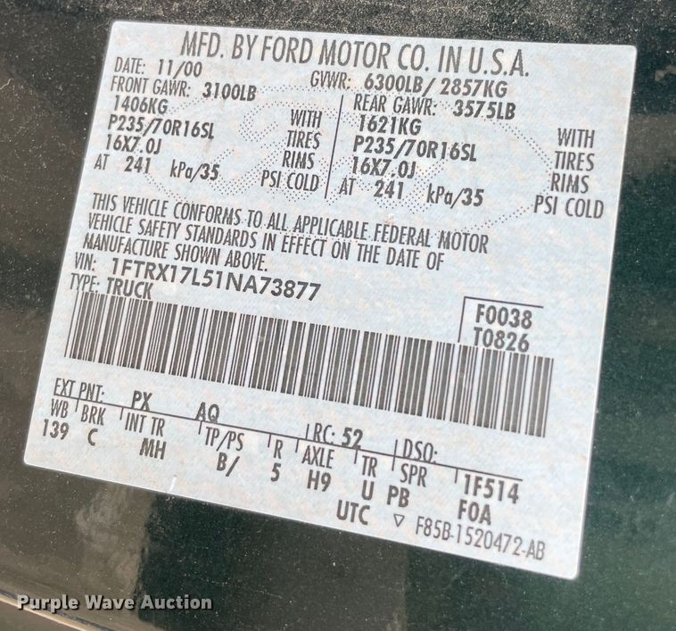 image for item MM9453 2001 Ford F150  SuperCab pickup truck