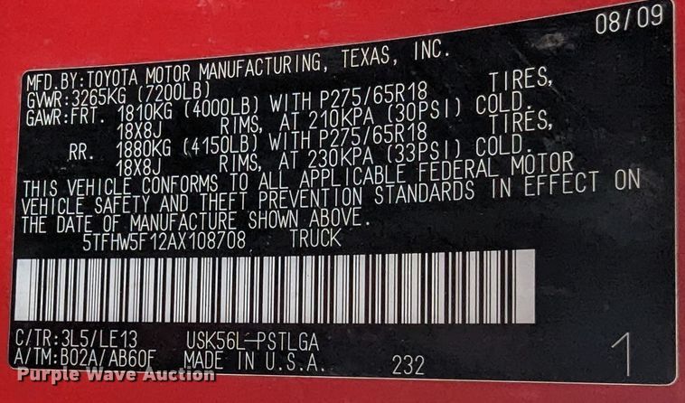 image for item MN9813 2010 Toyota Tundra  CrewMax pickup truck