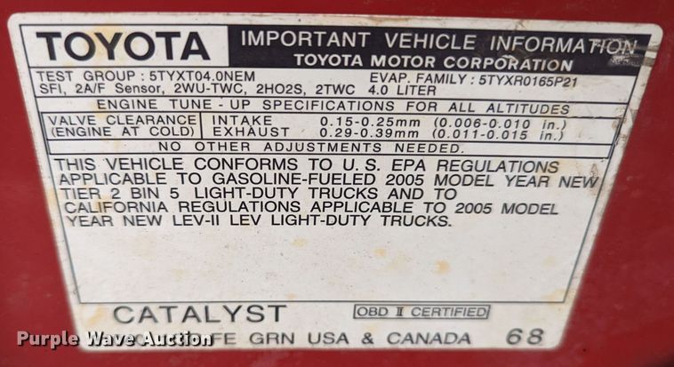 image for item MN9814 2005 Toyota Tacoma SRS  Double Cab pickup truck