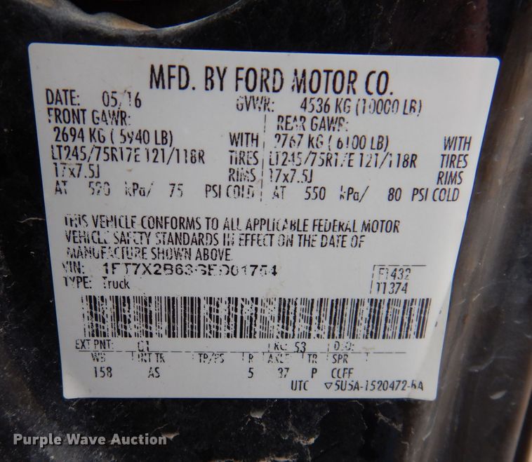 image for item MO9547 2016 Ford F250 Super Duty XL  SuperCab pickup truck