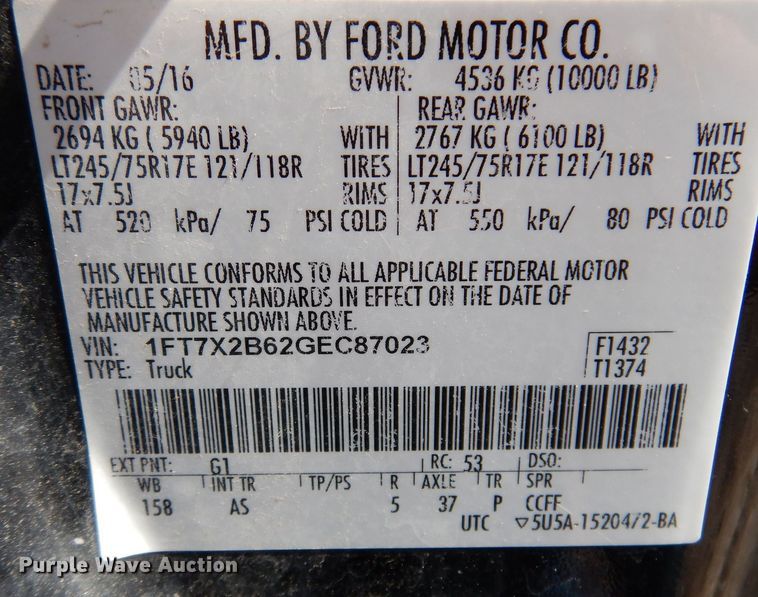 image for item MO9553 2016 Ford F250 Super Duty XL  SuperCab pickup truck