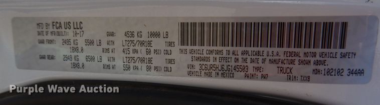 image for item MO9554 2018 Dodge Ram 2500HD  Crew Cab pickup truck