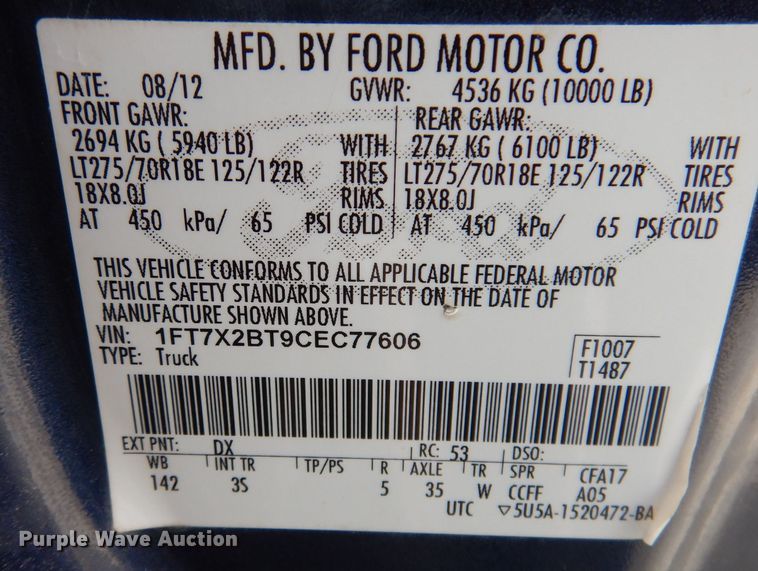 image for item MO9580 2012 Ford F250 Super Duty XLT  SuperCab pickup truck
