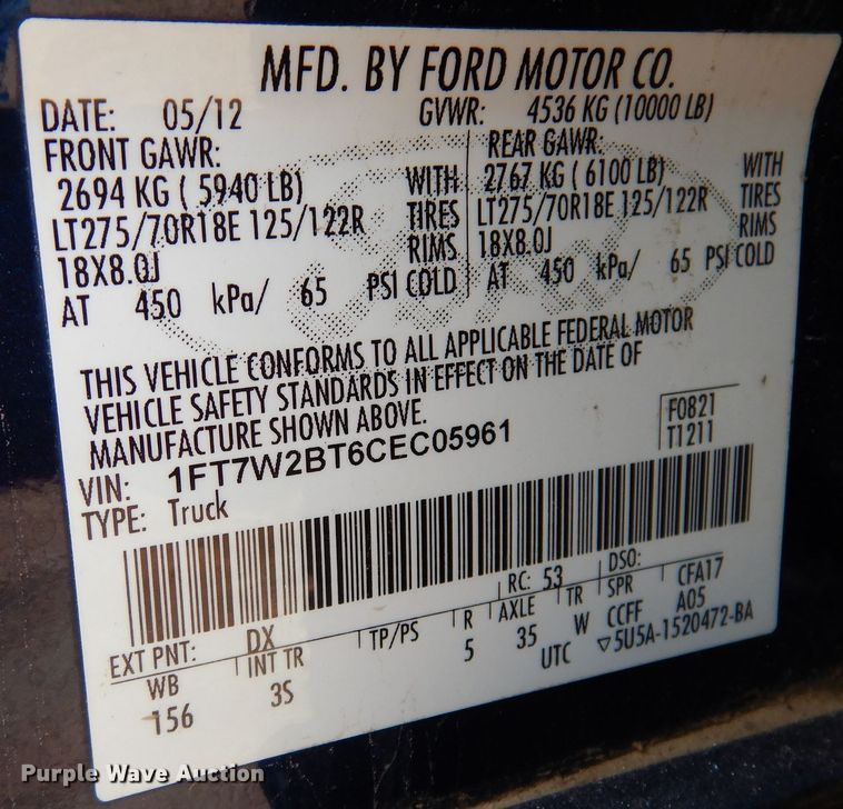 image for item MO9585 2012 Ford F250 Super Duty XLT  Crew Cab pickup truck