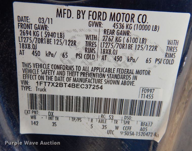 image for item MO9586 2011 Ford F250 Super Duty XLT  SuperCab pickup truck