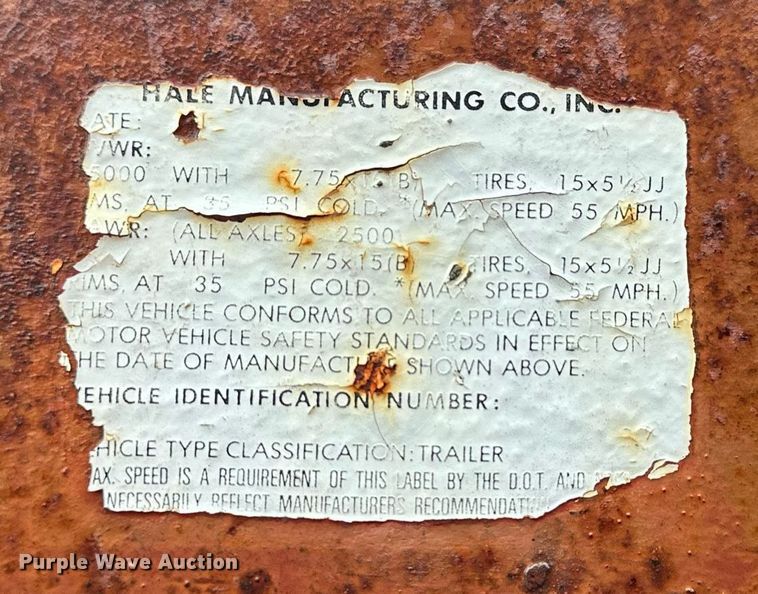 image for item MP9167 1980 Hale  equipment trailer