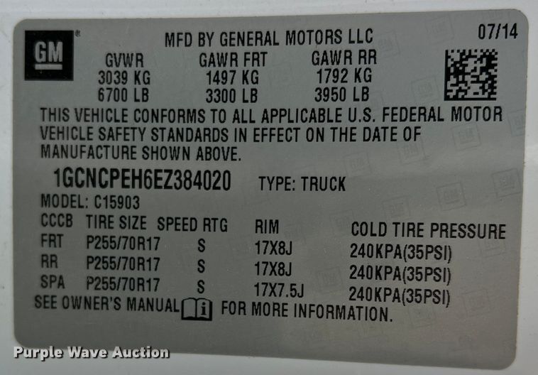 image for item MQ9856 2014 Chevrolet Silverado 1500  pickup truck