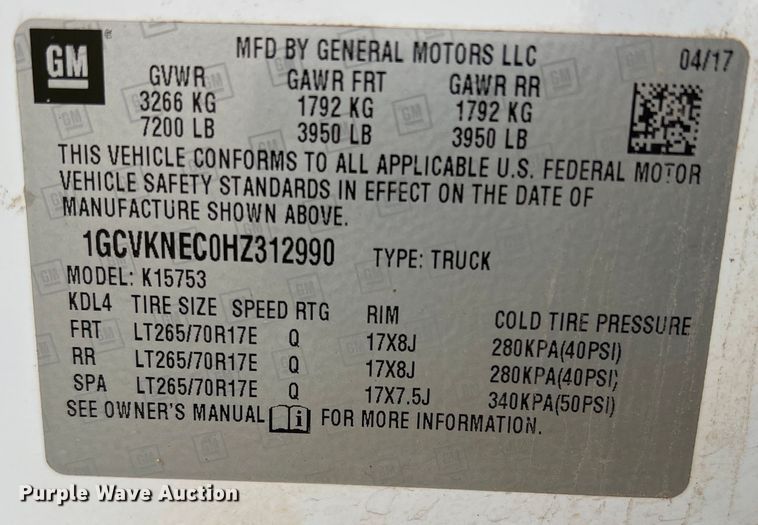 image for item MQ9857 2017 Chevrolet Silverado 1500  Double Cab pickup truck