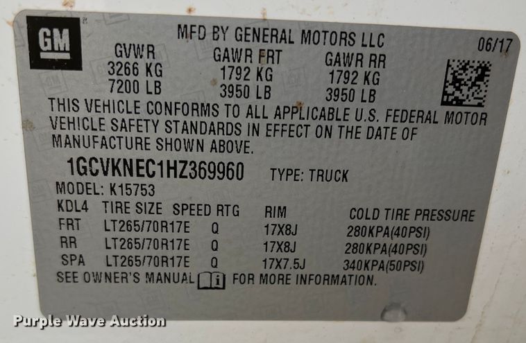 image for item MQ9859 2017 Chevrolet Silverado 1500  Double Cab pickup truck