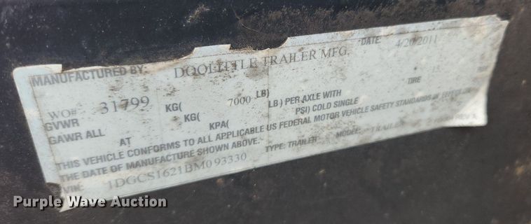 image for item MW9561 2011 Doolittle  enclosed cargo trailer