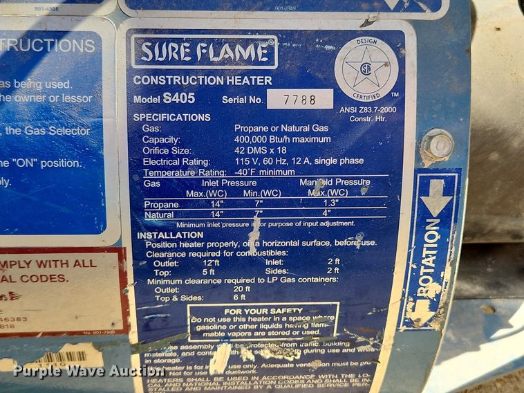 image for item MW9571 (3) Sure Flame S405 heaters