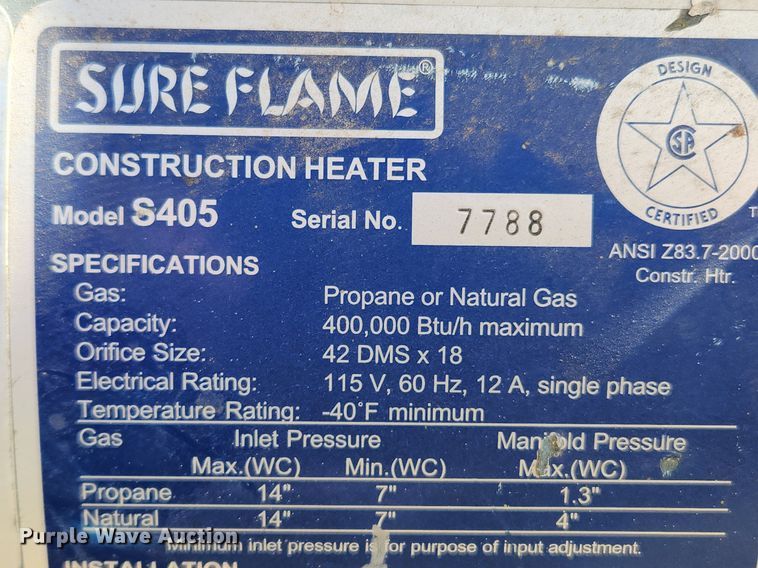 image for item MW9571 (3) Sure Flame S405 heaters