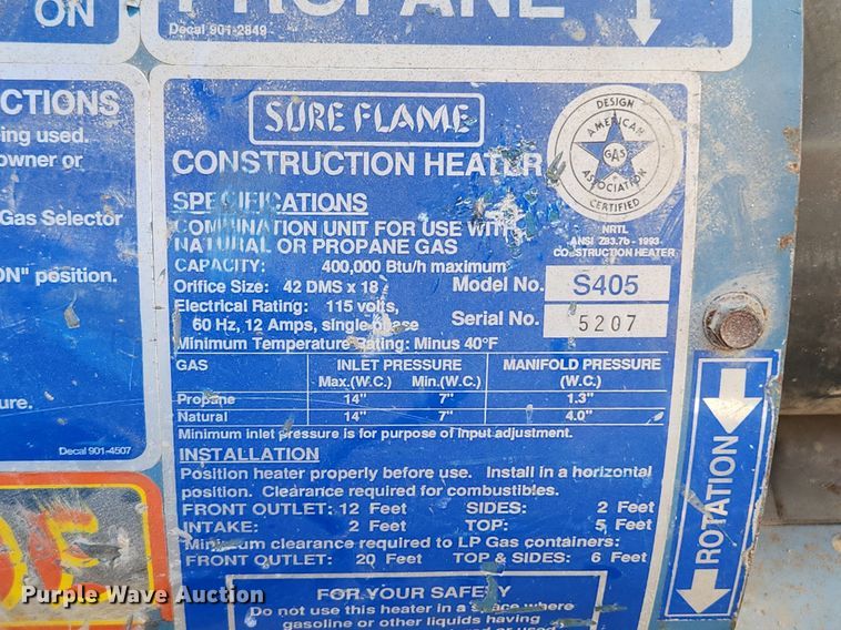 image for item MW9571 (3) Sure Flame S405 heaters