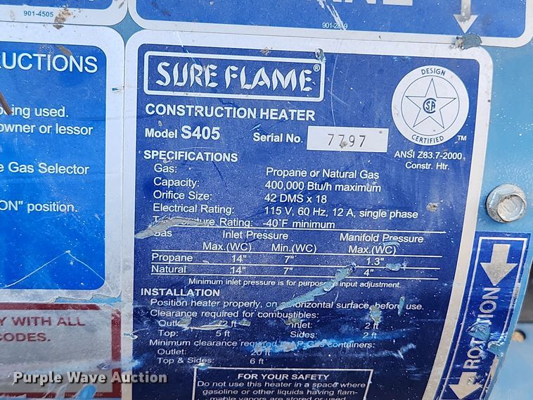 image for item MW9571 (3) Sure Flame S405 heaters