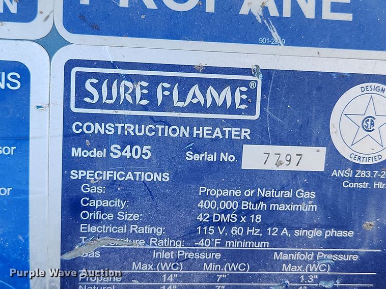 image for item MW9571 (3) Sure Flame S405 heaters