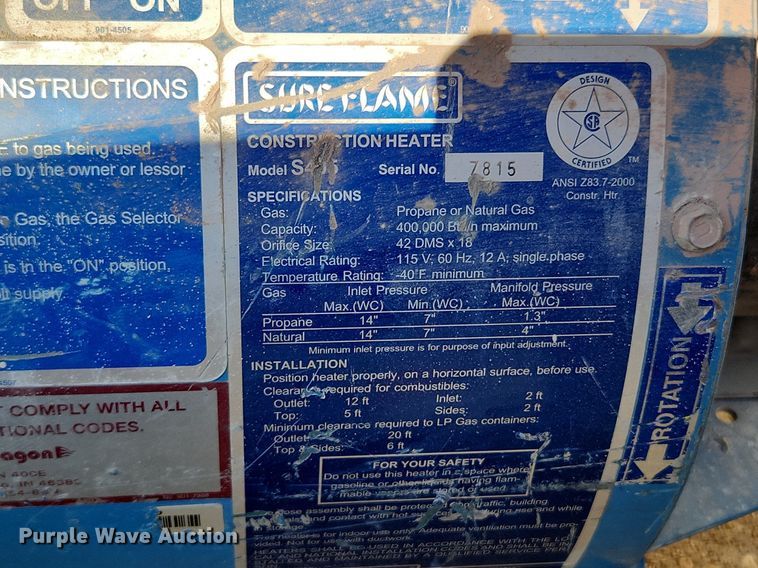 image for item MW9572 (3) Sure Flame S405 heaters