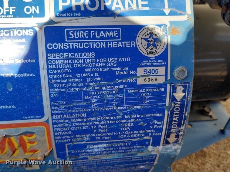 image for item MW9572 (3) Sure Flame S405 heaters