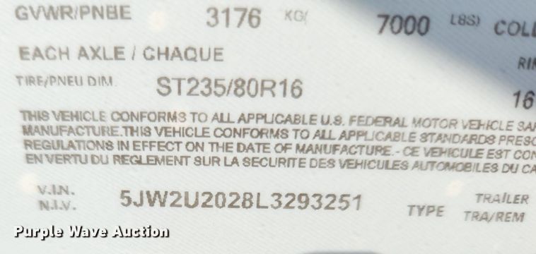 image for item MW9579 2020 Sure-Trac  equipment trailer