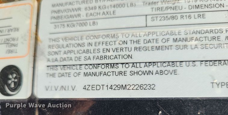 image for item MX9593 2021 Load Trail  dump trailer