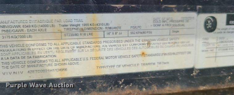 image for item MX9597 2017 Load Trail  utility trailer